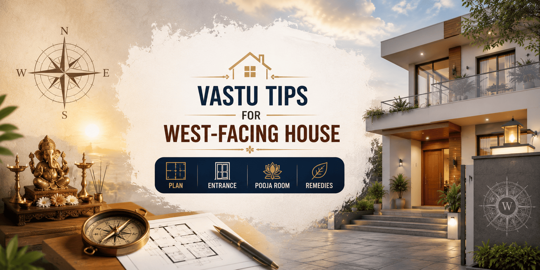 Vastu Tips for West-Facing House: Plan, Entrance, Pooja Room & Remedies